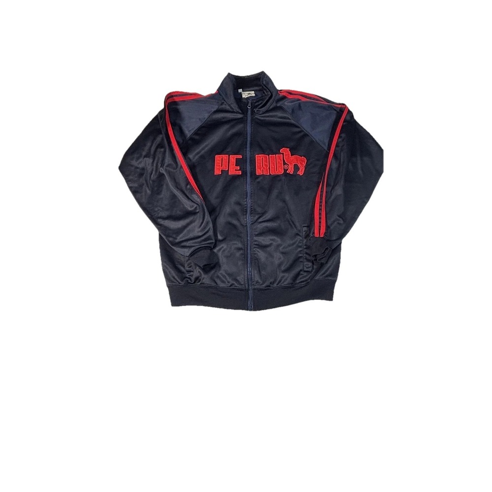 Cuy Arts Peru Track Jacket Mens Large Navy Red Full Zip Retro‎ Athletic Soccer